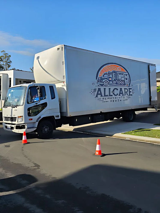 AllCare Removalists Perth residential moving truck parked and ready for service — professional home moving company in Perth.